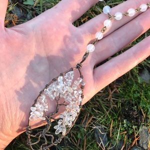 Ooak Clear Quartz Tree Of Life Pendant Necklace